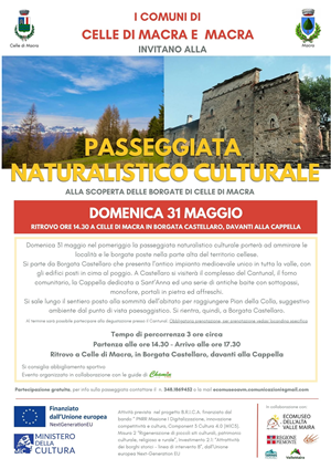 Passeggiata naturalistico culturale Celle di Macra 31 maggio 2026